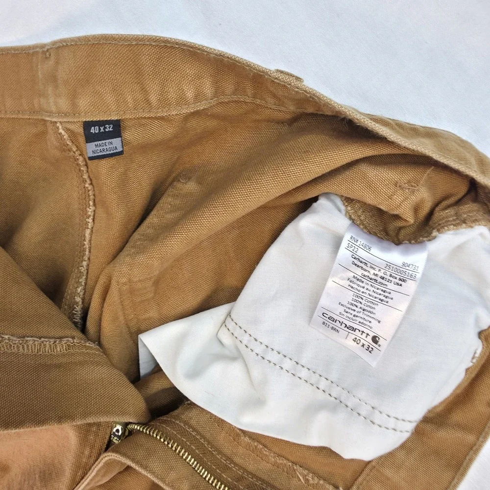 Carhartt B11-BRN Loose Fit Washed Duck Utility Work Pants Brown Mens 40x32